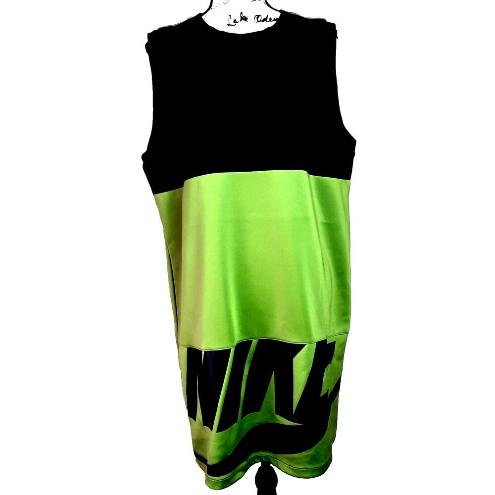 Nike Scuba Jersey Dress XL Red Tag Spell Out Black Green Retro Sport
